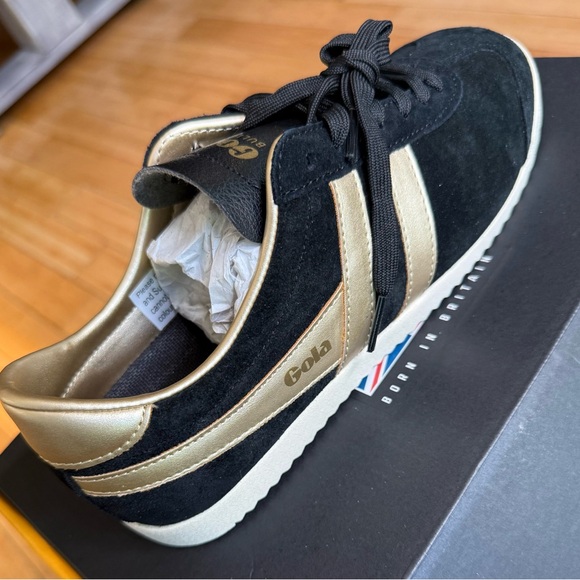 Gola Bullet Pearl Womens Casual Trainers in Black and Gold - Picture 1 of 6